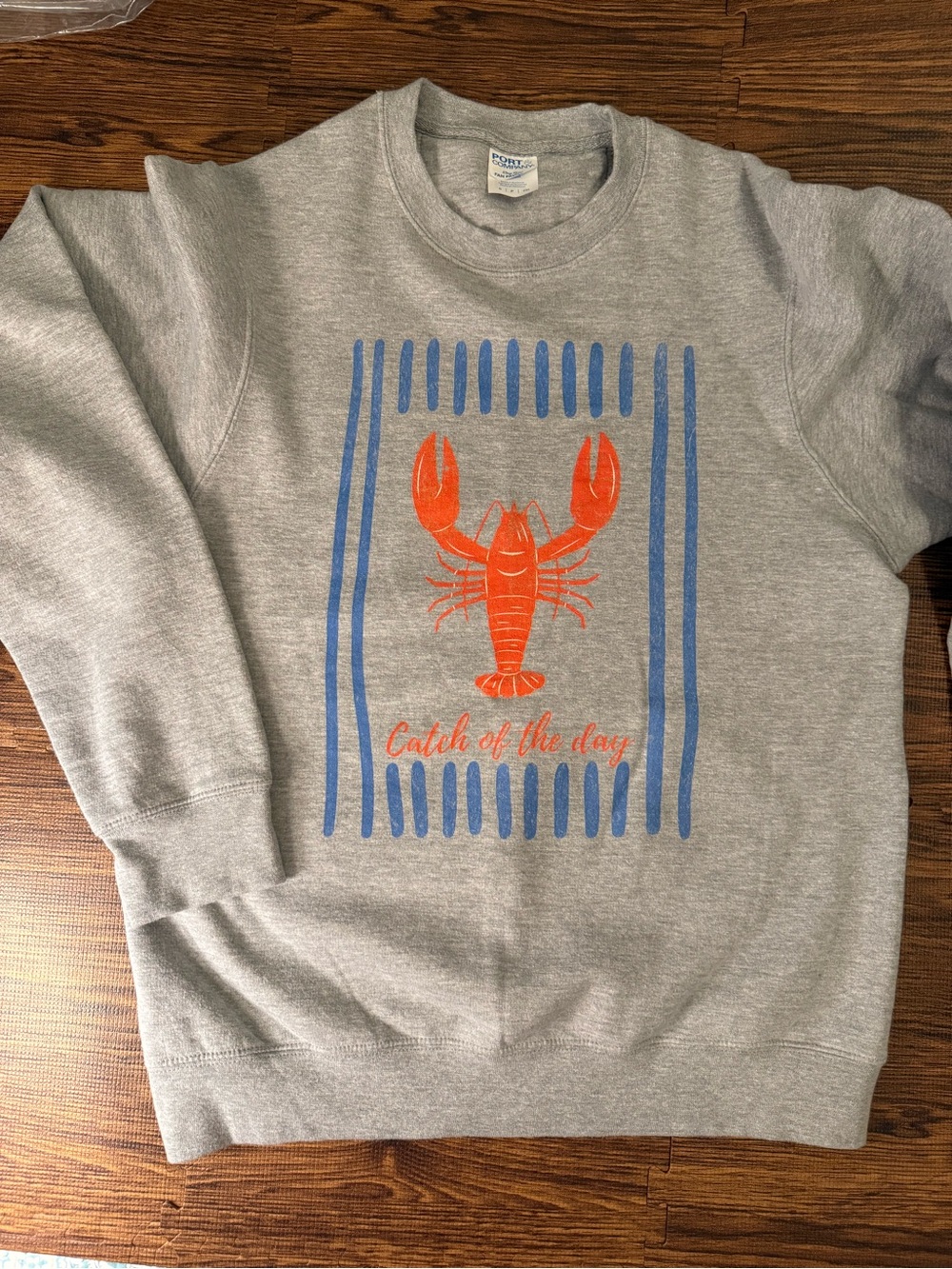 Gray 'Catch of the Day' Lobster Graphic Sweatshirt